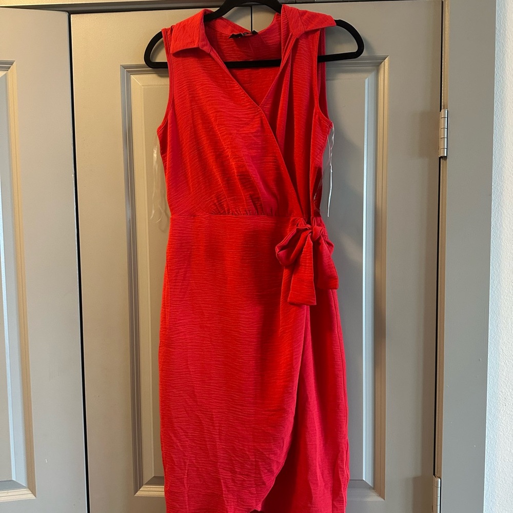 Elegant Orange/Red Wrap Dress